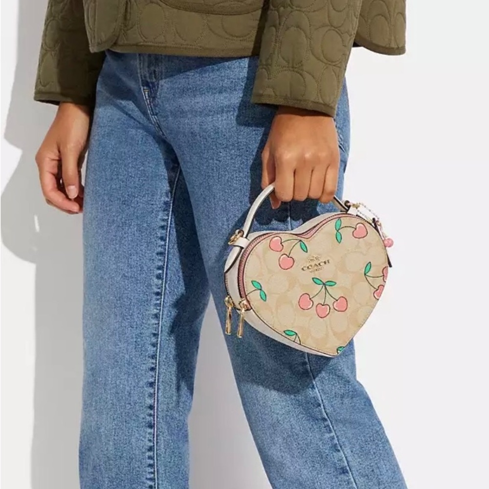 Coach Heart Shape Crossbody With Heart Cherry Print - Picture 5 of 14